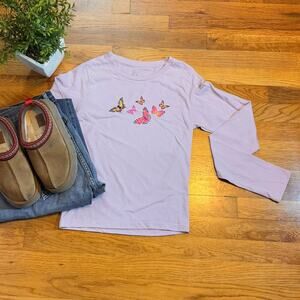 MHi Res Women Small Purple Pastel Lilac Butterfly Long Sleeve T-shirt Kidcore